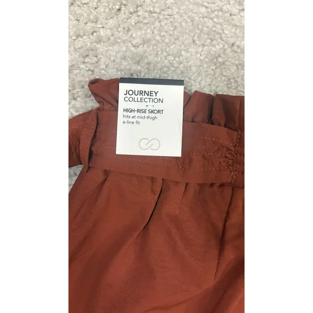 Rust Orange Paperbag Waist Tie-Front Skort
